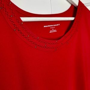 Allison Daley Red Tank with Decorative Trim 3X